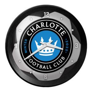 Charlotte FC 15" Ribbed Frame Soccer Ball Wall Clock