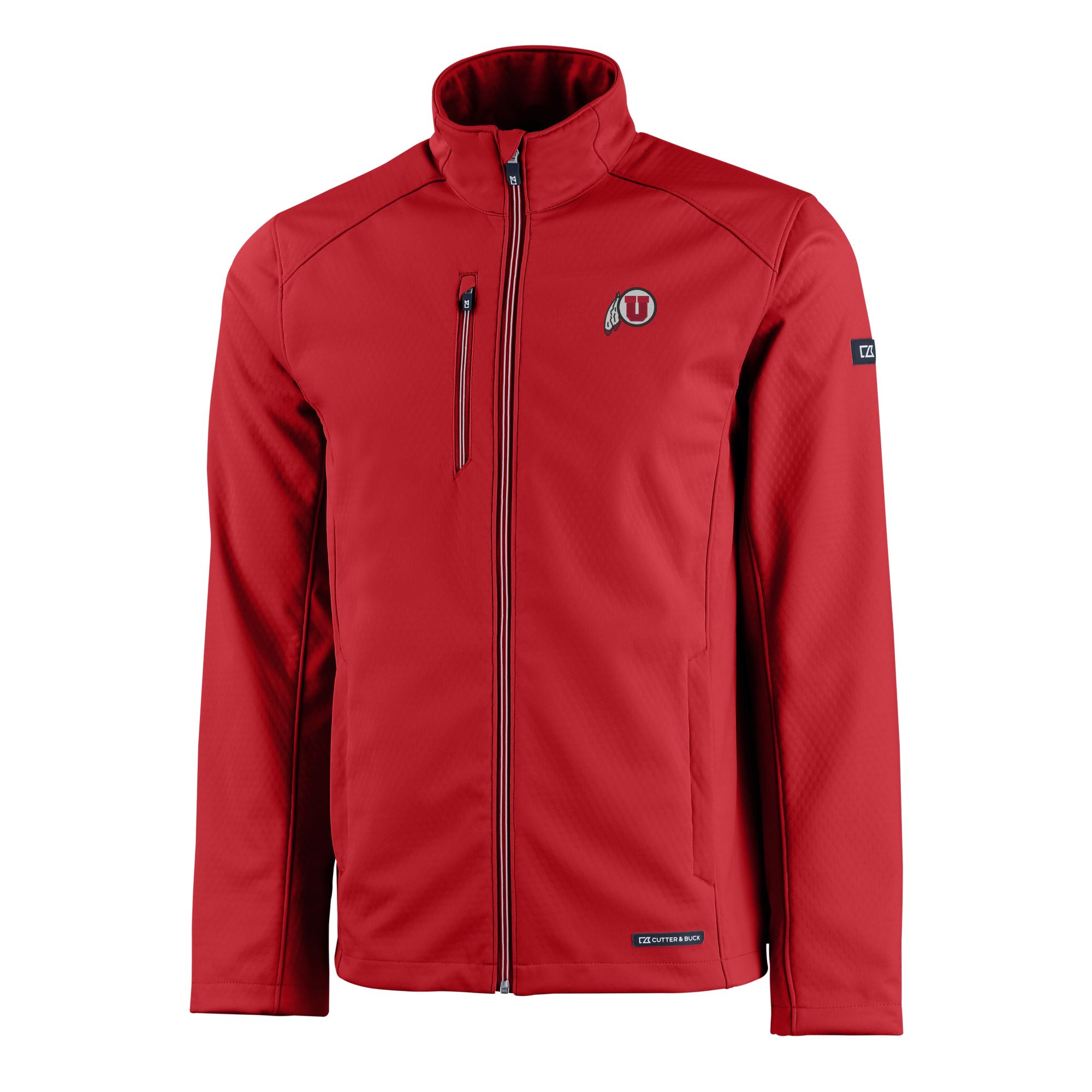 Men's Cutter & Buck Red Utah Utes Evoke Eco Softshell Recycled Full-Zip Jacket - Image 6