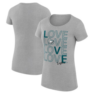 Women's G-III 4Her by Carl Banks Heather Gray Philadelphia Eagles Love Graphic Fitted T-Shirt