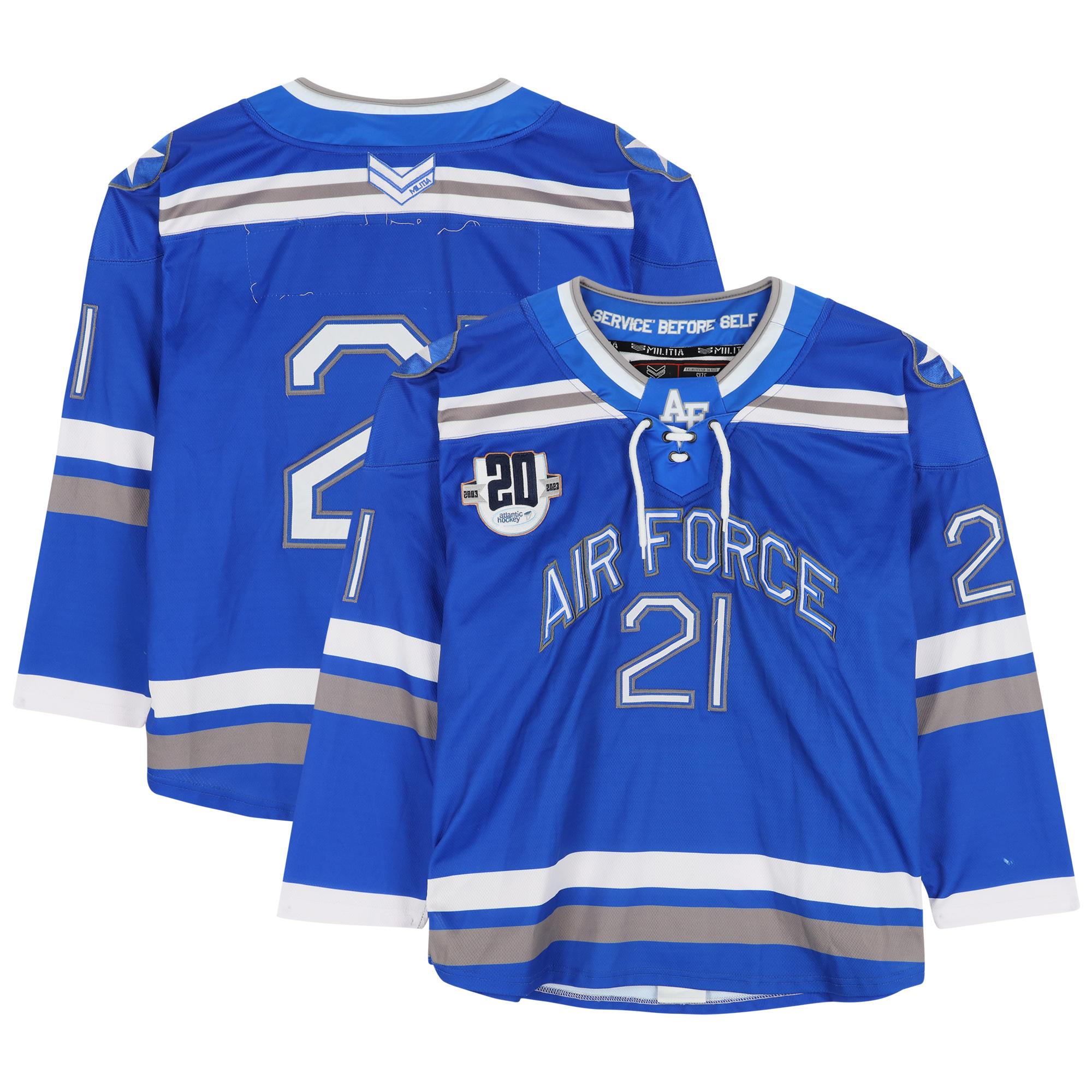 Air Force Falcons Team-Issued #21 Blue Jersey with 20th Anniversary Patch from the Hockey Program - Image 8