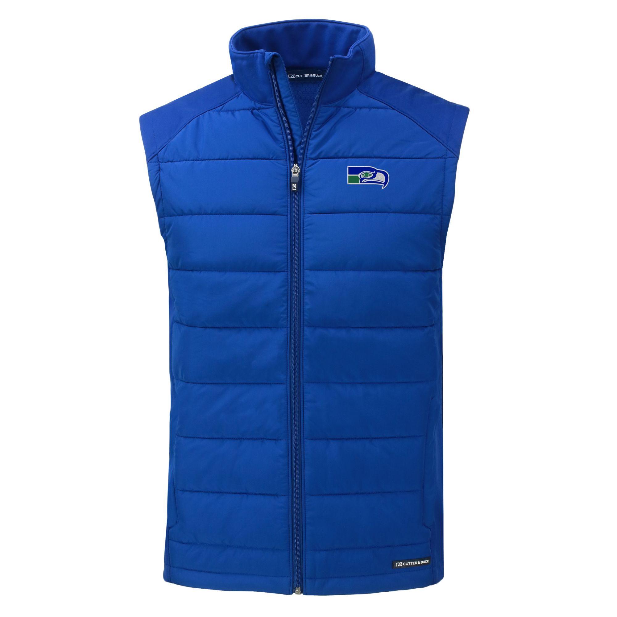Men's Cutter & Buck Royal Seattle Seahawks Throwback Evoke Hybrid Eco Softshell Recycled Full-Zip Vest - Image 3