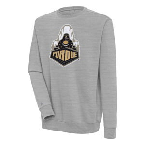 Men's Antigua  Heather Gray Purdue Boilermakers Victory Pullover Sweatshirt