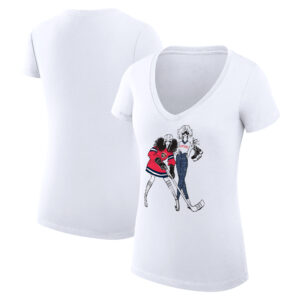 Women's G-III 4Her by Carl Banks  White Florida Panthers Hockey Girls V-Neck Fitted T-Shirt