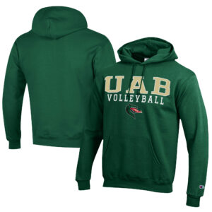 Men's Champion  Green UAB Blazers Stacked Logo Volleyball Eco Powerblend Pullover Hoodie