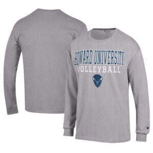 Men's Champion  Gray Howard Bison Stacked Logo Volleyball Jersey Long Sleeve T-Shirt