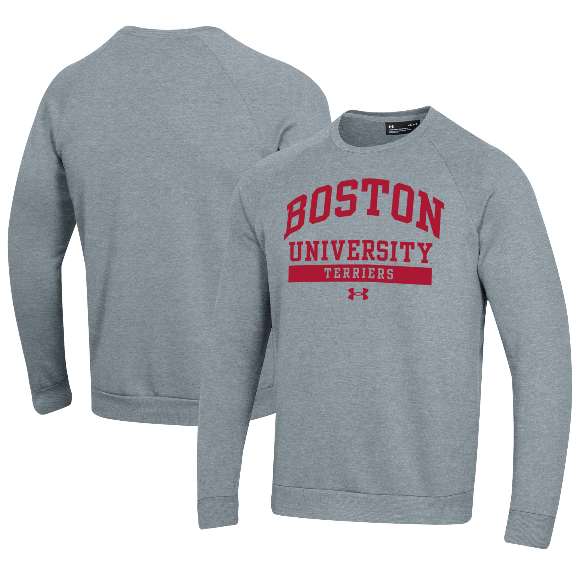 Men's Under Armour Gray Boston University All Day Fleece Pullover Sweatshirt - Image 2