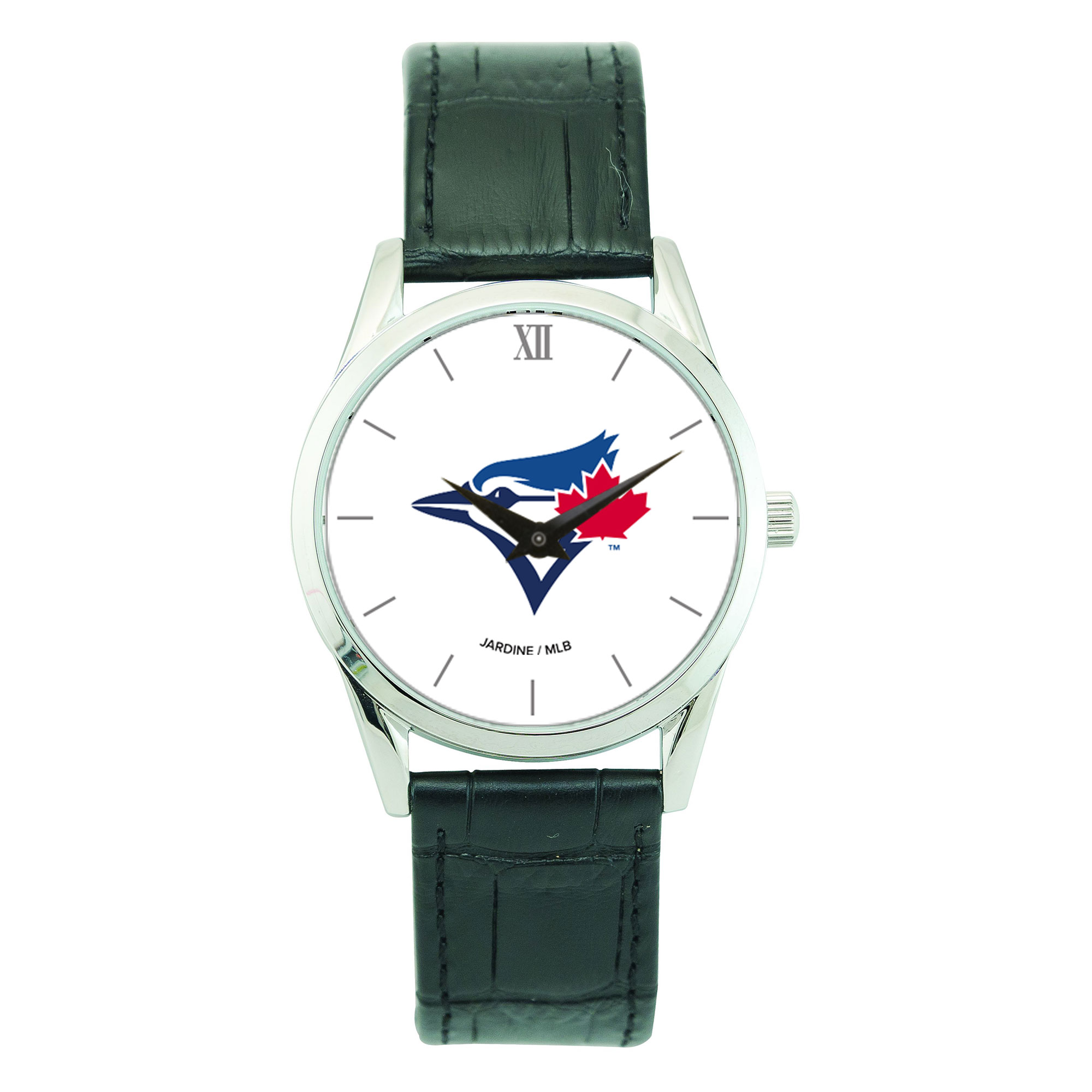 Men's Black Toronto Blue Jays Stainless Steel Watch with Leather Band