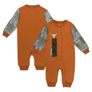 Newborn & Infant   Texas Orange Texas Longhorns Playbook Colorblock Long Sleeve Coveralls