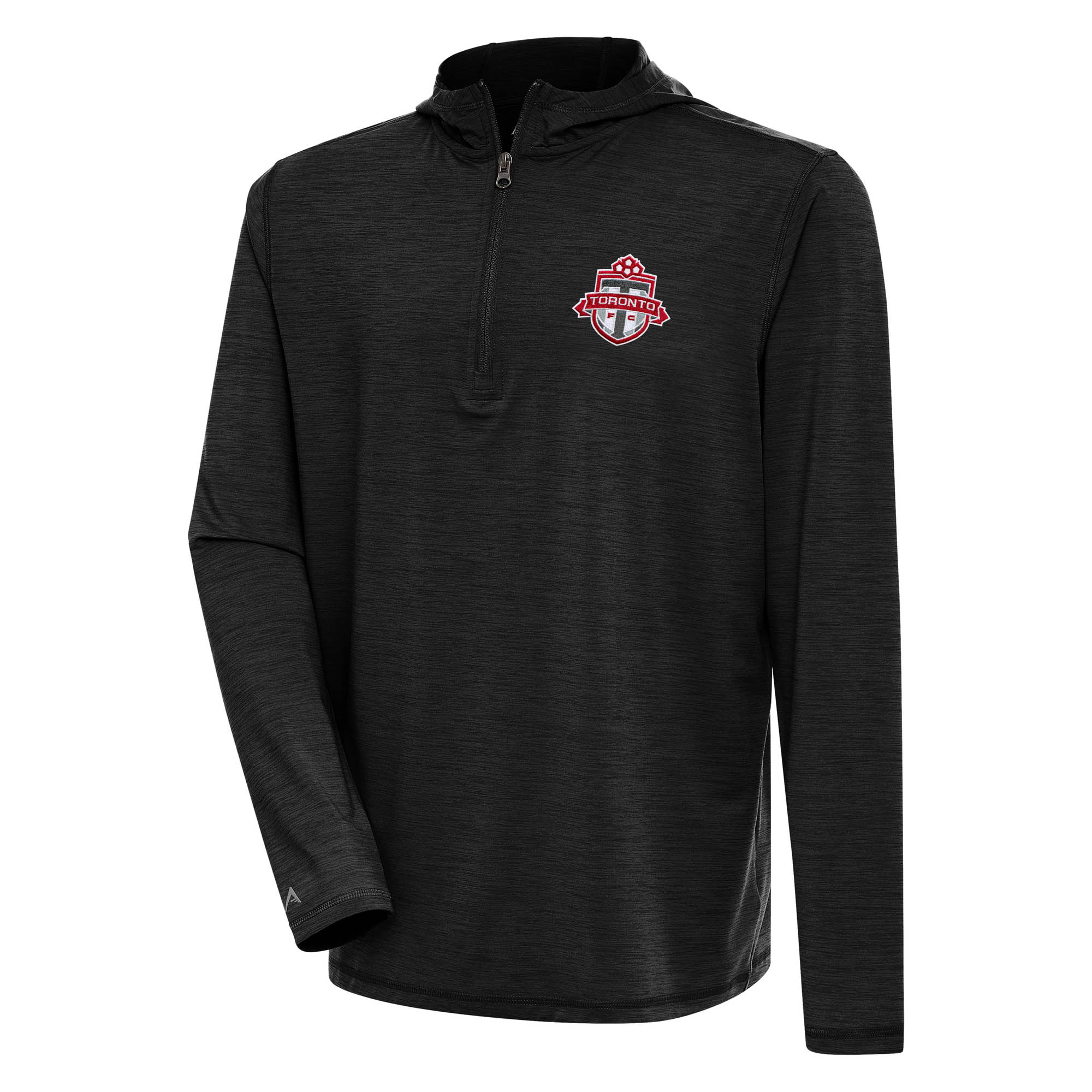 Men's Antigua Heather Black Toronto FC Tidy Quarter-Zip Pullover Hoodie