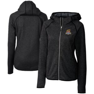 Women's Cutter & Buck  Heather Charcoal Toledo Mud Hens Mainsail Sweater Knit Raglan Full-Zip Hoodie