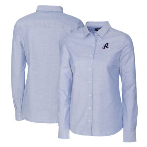 Women's Cutter & Buck Light Blue Reno Aces Stretch Oxford Long Sleeve Tri-Blend Button-Up Dress Shirt