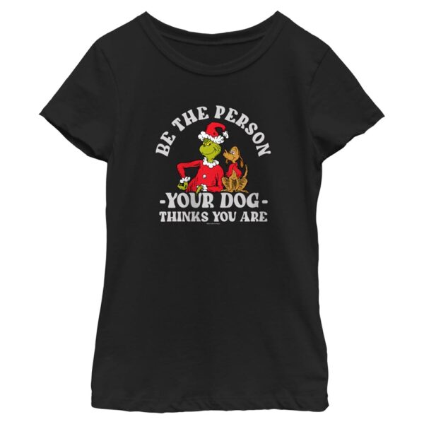 Girl's Youth Mad Engine  Black Dr. Seuss Grinch - Be the Person Graphic T-Shirt