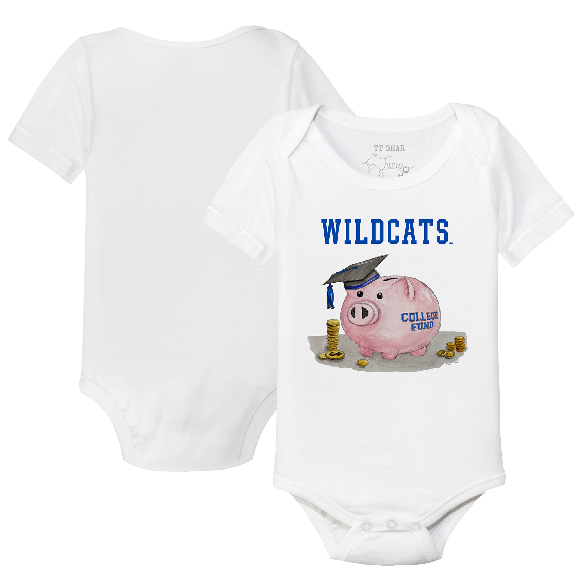 Infant Tiny Turnip White Kentucky Wildcats Piggy Bank Bodysuit