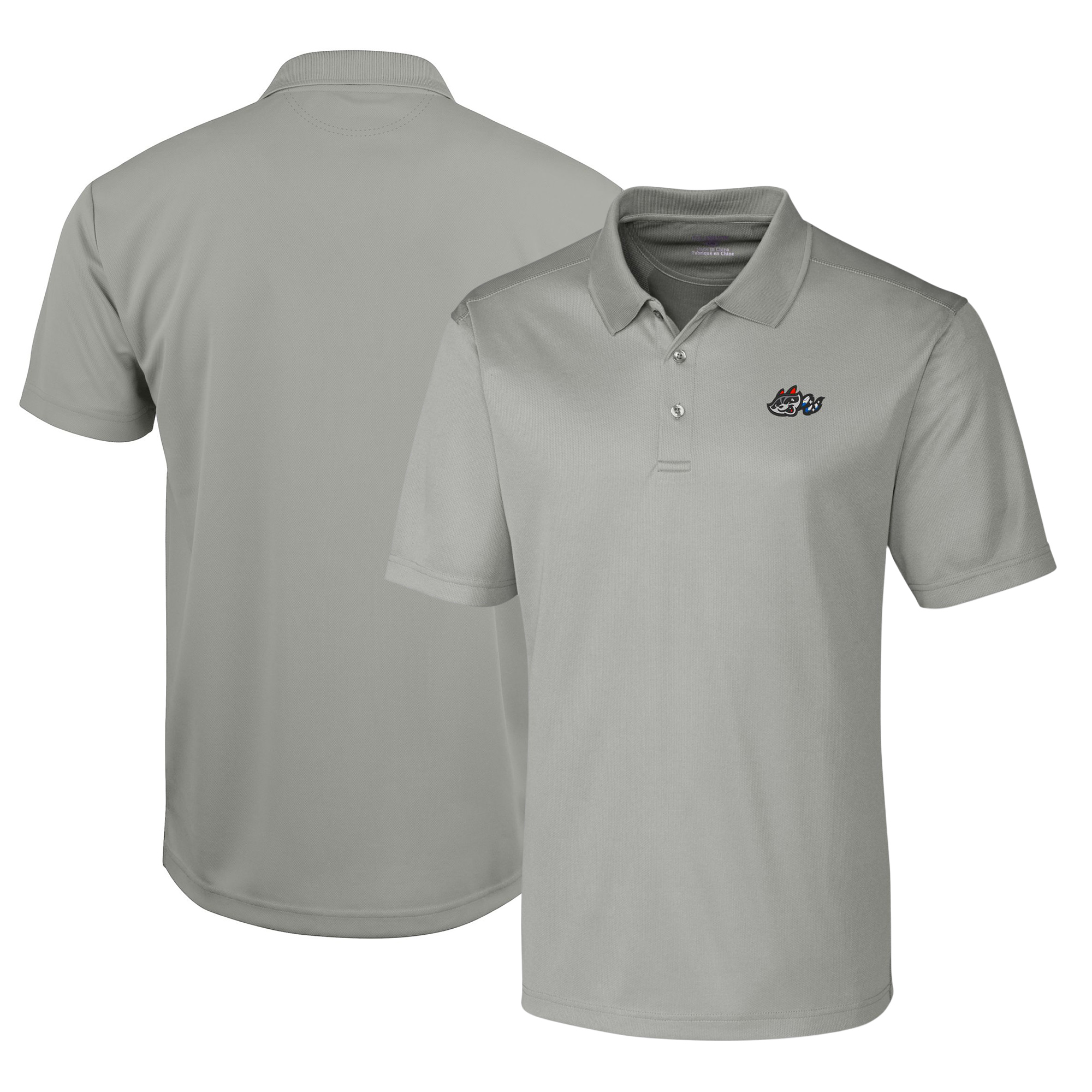 Men's Cutter & Buck Silver Rocket City Trash Pandas Clique Ice Pique Tech Polo