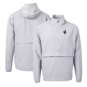 Men's Cutter & Buck  Gray Memphis Redbirds  Charter Eco Recycled Half-Zip Anorak Jacket