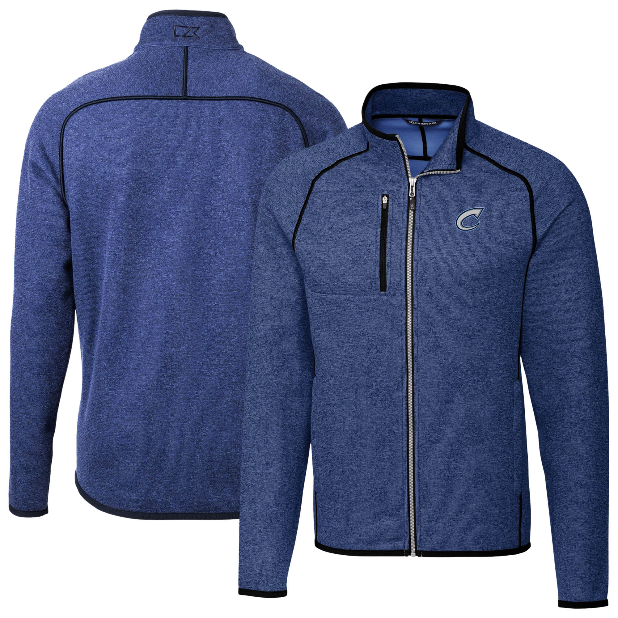 Men's Cutter & Buck Heather Blue Columbus Clippers Mainsail Sweater-Knit Full-Zip Jacket - Image 5