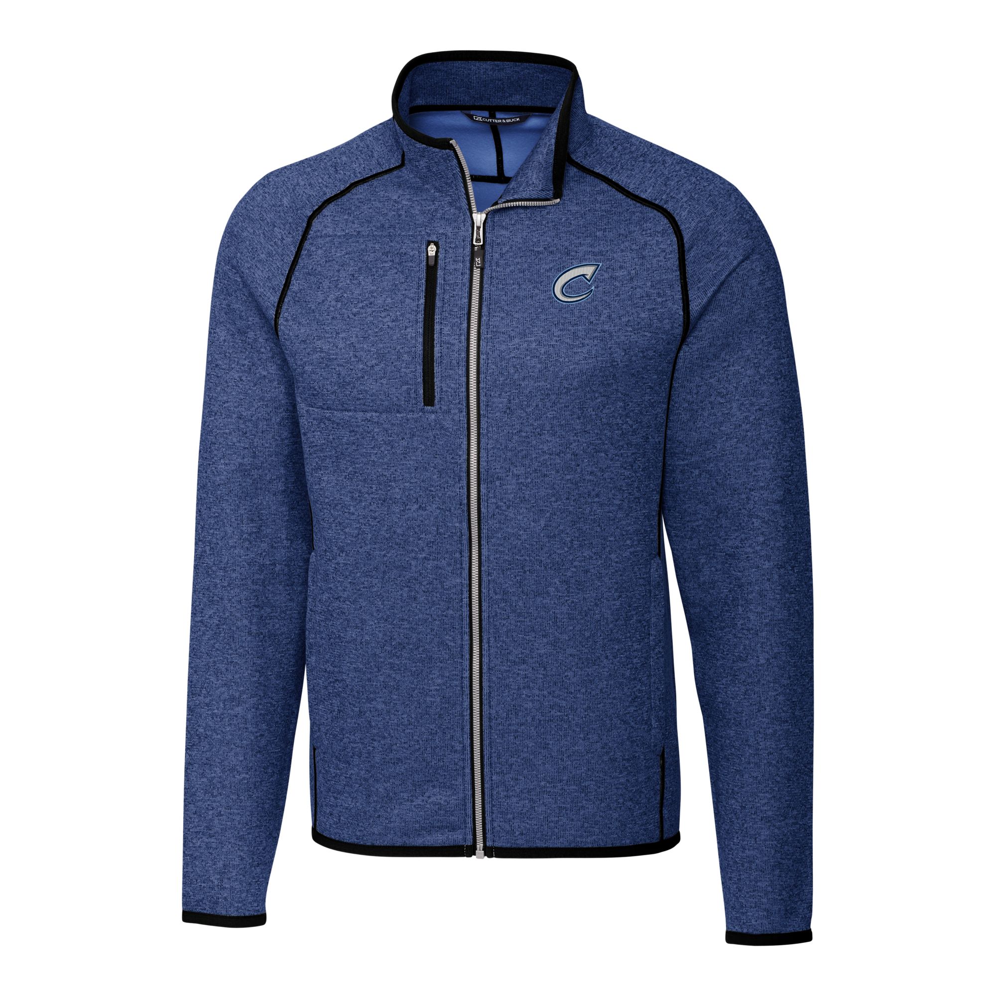 Men's Cutter & Buck Heather Blue Columbus Clippers Mainsail Sweater-Knit Full-Zip Jacket - Image 3