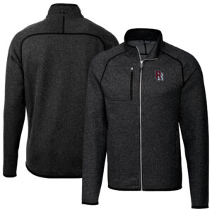 Men's Cutter & Buck Heather Charcoal Round Rock Express Mainsail Sweater-Knit Full-Zip Jacket