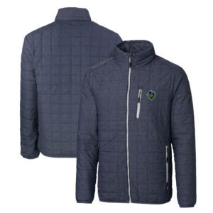 Men's Cutter & Buck Heather Navy Hillsboro Hops Rainier PrimaLoft Big & Tall Eco Insulated Full-Zip Puffer Jacket