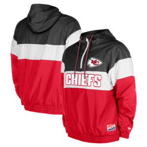 Men's New Era Red Kansas City Chiefs 3rd Down Raglan Quarter-Zip Windbreaker Jacket