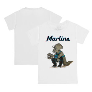 Toddler Tiny Turnip White Miami Marlins Triceratops T-Shirt