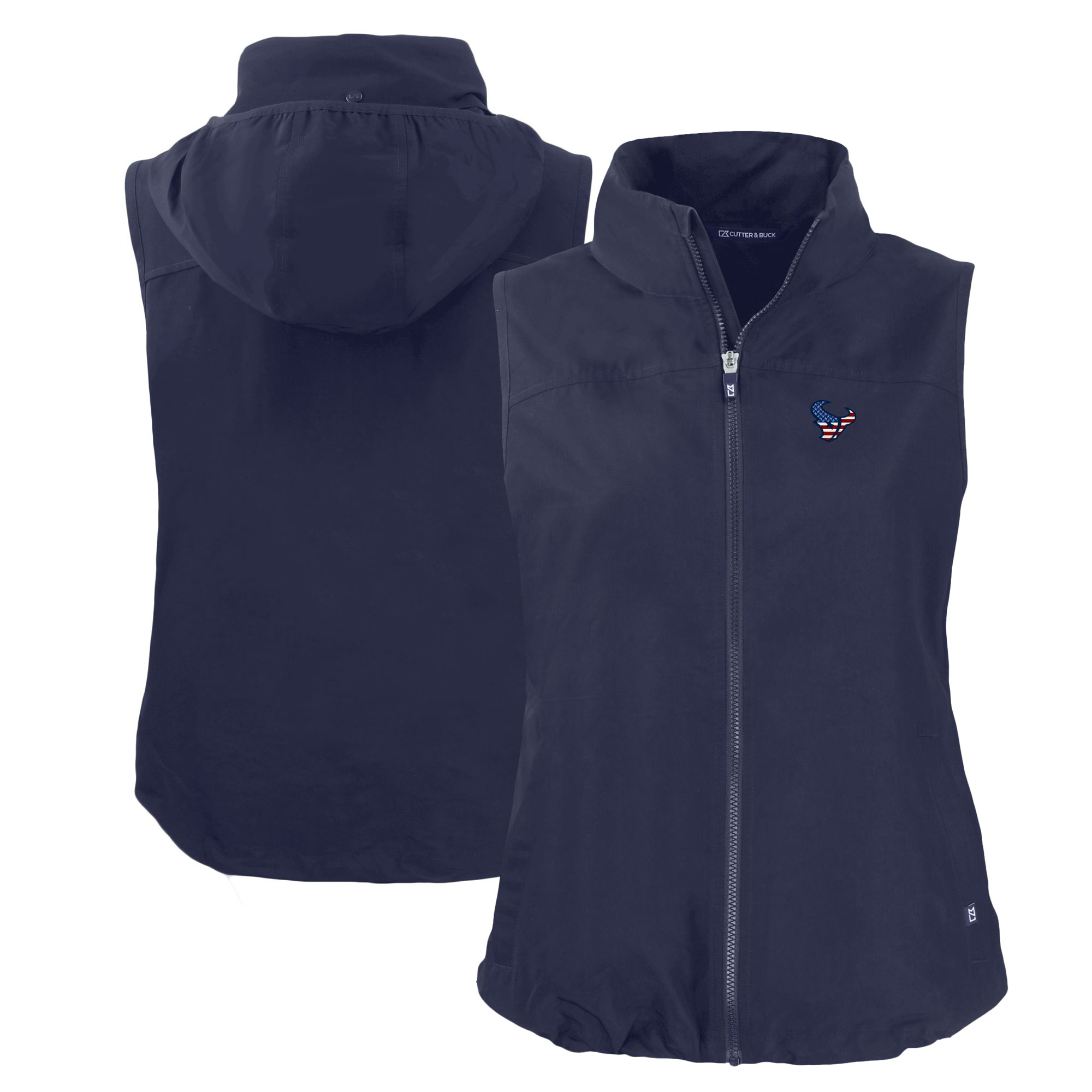 Women's Cutter & Buck Navy Houston Texans Americana Charter Eco Recycled Full-Zip Vest