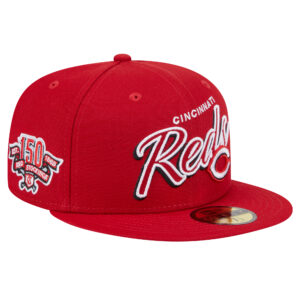Men's New Era Red Cincinnati Reds Script Sided 59FIFTY Fitted Hat