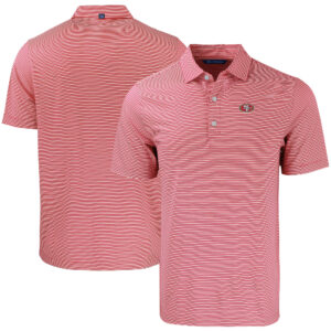 Men's Cutter & Buck Scarlet/White San Francisco 49ers  Forge Eco Double Stripe Stretch Recycled Polo