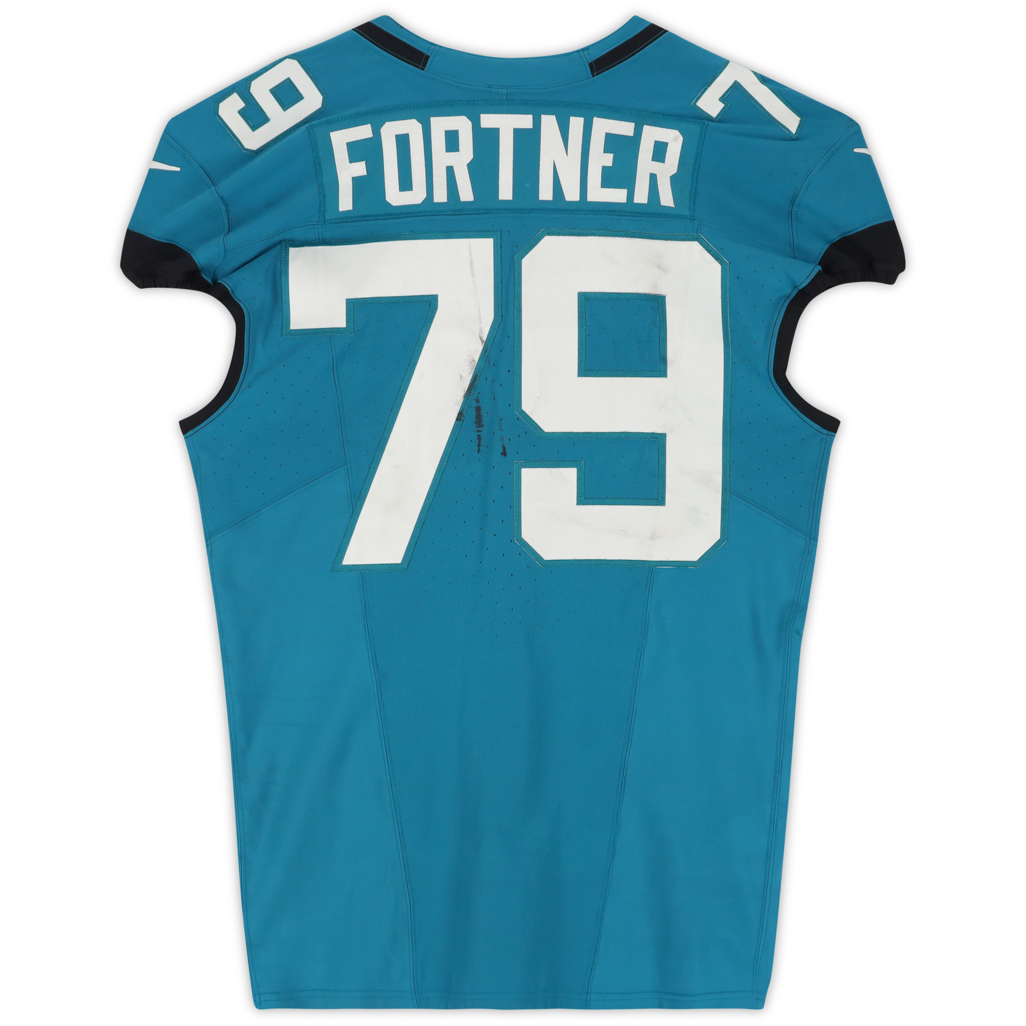 Luke Fortner Jacksonville Jaguars Game-Used #79 Teal Jersey vs. Carolina Panthers on December 31, 2023 - Image 3