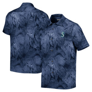 Men's Tommy Bahama Navy Seattle Mariners Bahama Coast Luminescent Fronds IslandZone Button-Up Camp Shirt