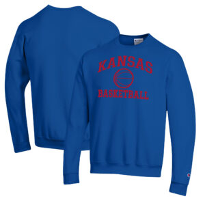 Men's Champion Royal Kansas Jayhawks Basketball Icon Pullover Crewneck Sweatshirt