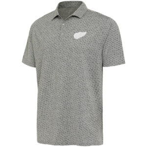 Men's Antigua  Heather Gray Detroit Red Wings White Logo Flicker Polo