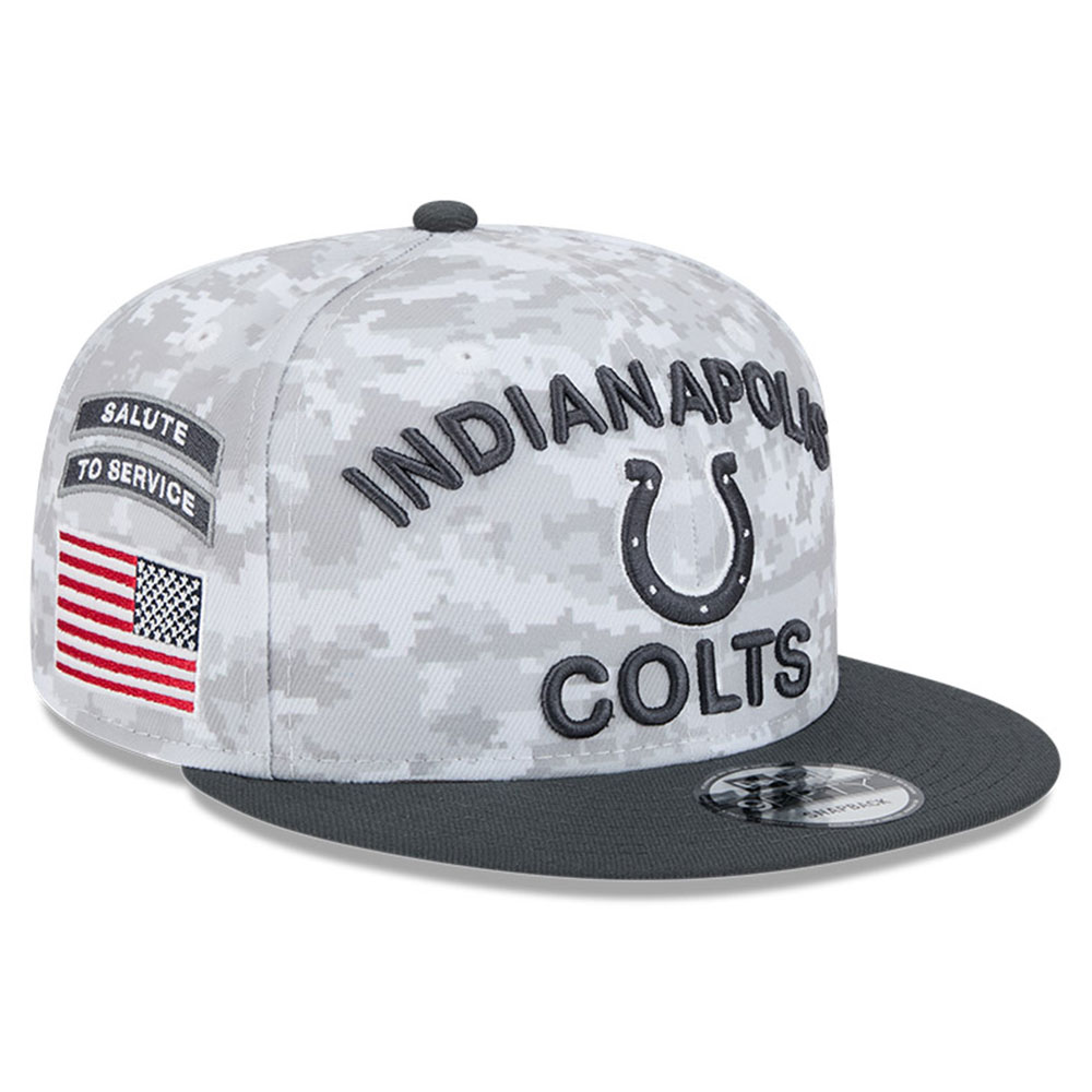 Men's New Era White/Graphite Indianapolis Colts 2024 Salute To Service 9FIFTY Snapback Hat