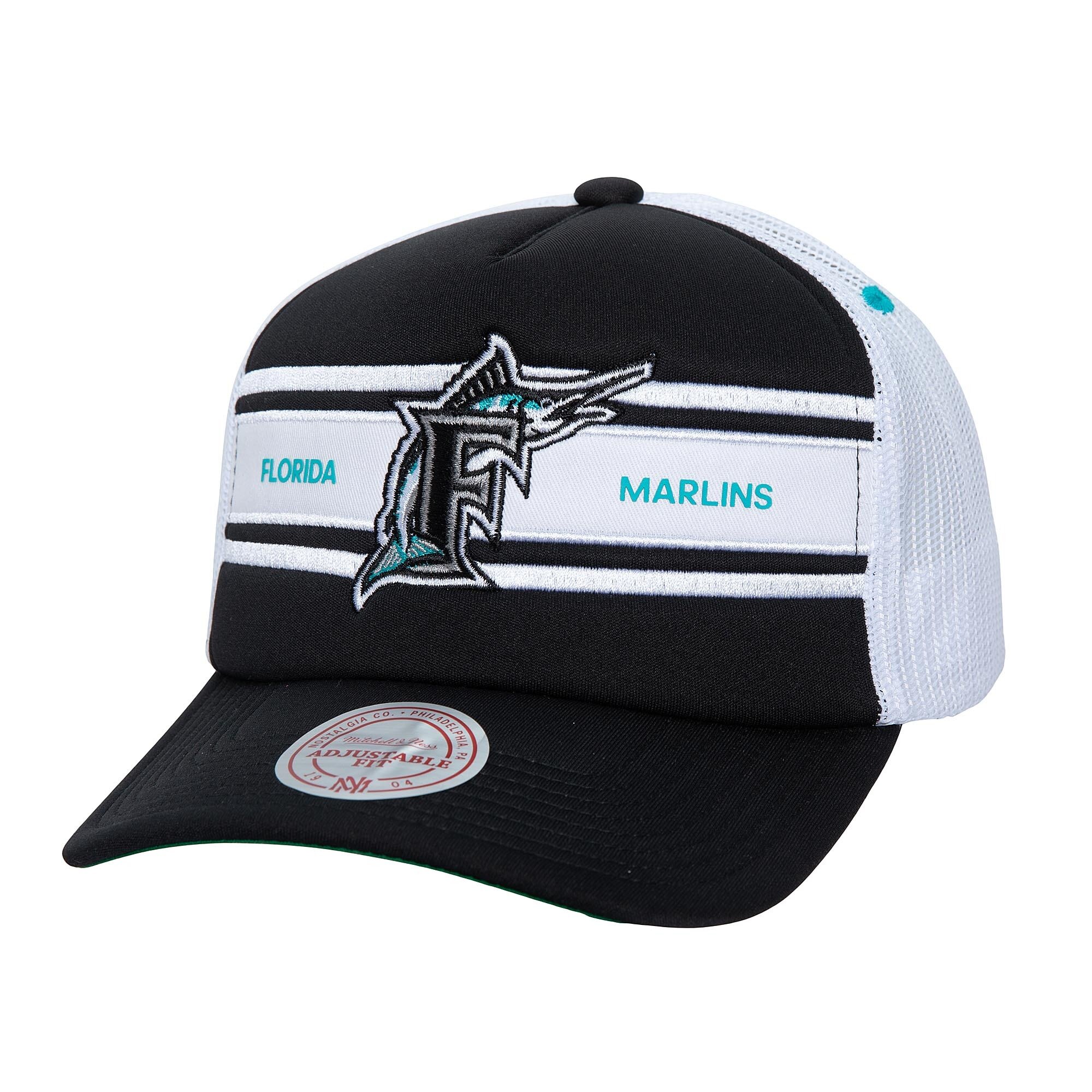 Men's Black Florida Marlins Sideline Trucker Adjustable Hat