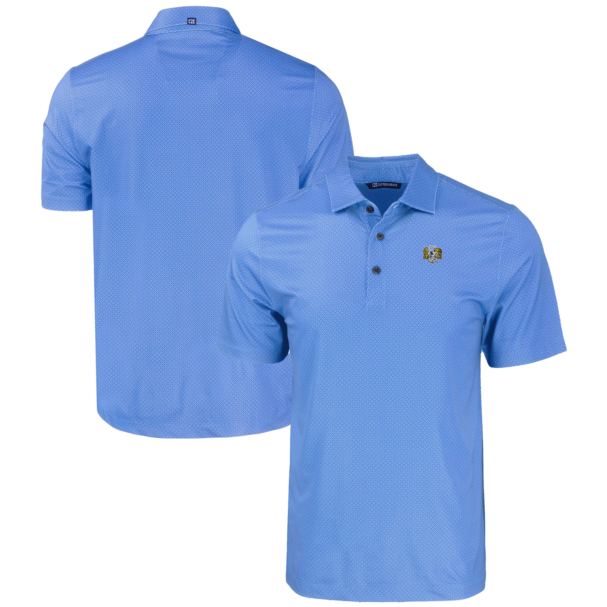 Men's Cutter & Buck Carolina Blue North Carolina Tar Heels Pike Eco Tonal Geo Print Stretch Recycled Polo - Image 2