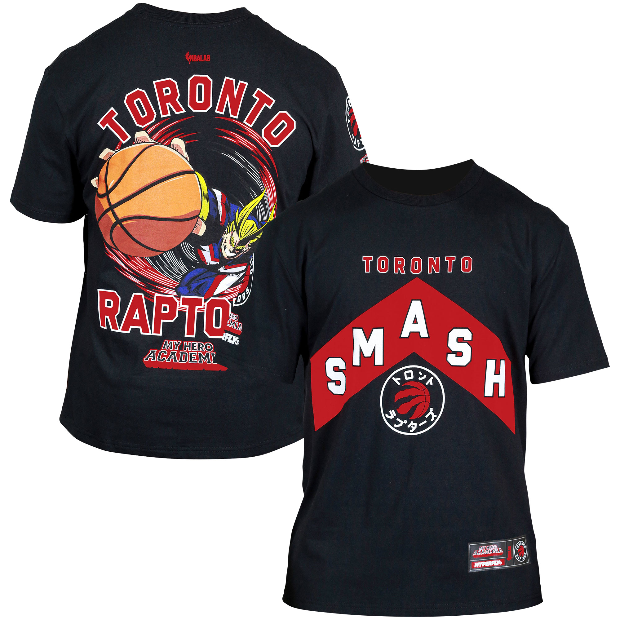 Unisex Hyperfly Black Toronto Raptors NBA x My Hero Academia All Might Smash T-Shirt - Image 4