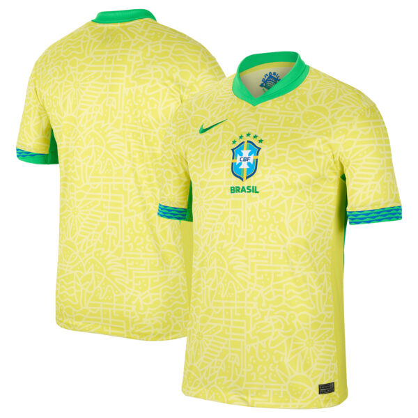 Men's Nike  Yellow Brazil National Team 2024 Home Stadium Replica Jersey - Image 8