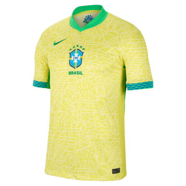Men's Nike  Yellow Brazil National Team 2024 Home Stadium Replica Jersey - Image 9