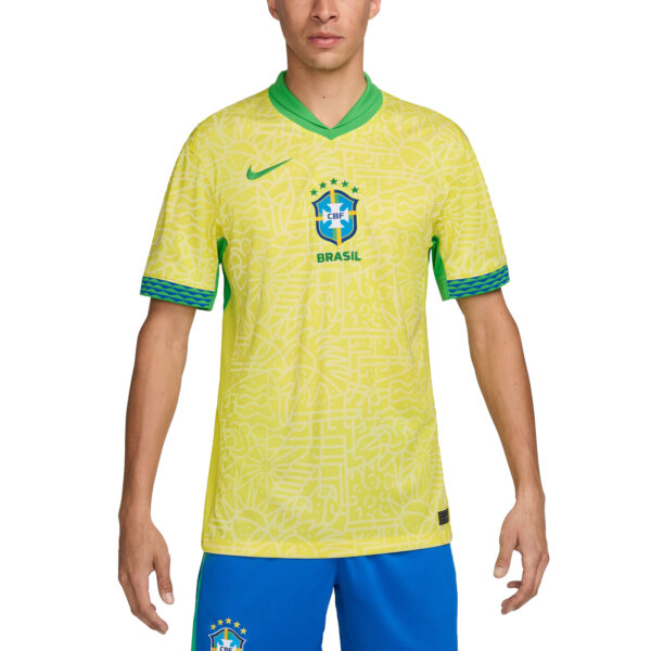 Men's Nike  Yellow Brazil National Team 2024 Home Stadium Replica Jersey - Image 11