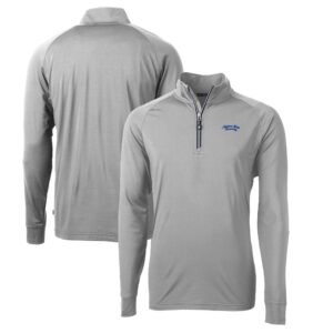 Men's Cutter & Buck Gray Montana State Bobcats Big & Tall Adapt Eco Knit Stretch Recycled Raglan Quarter-Zip DryTec Top