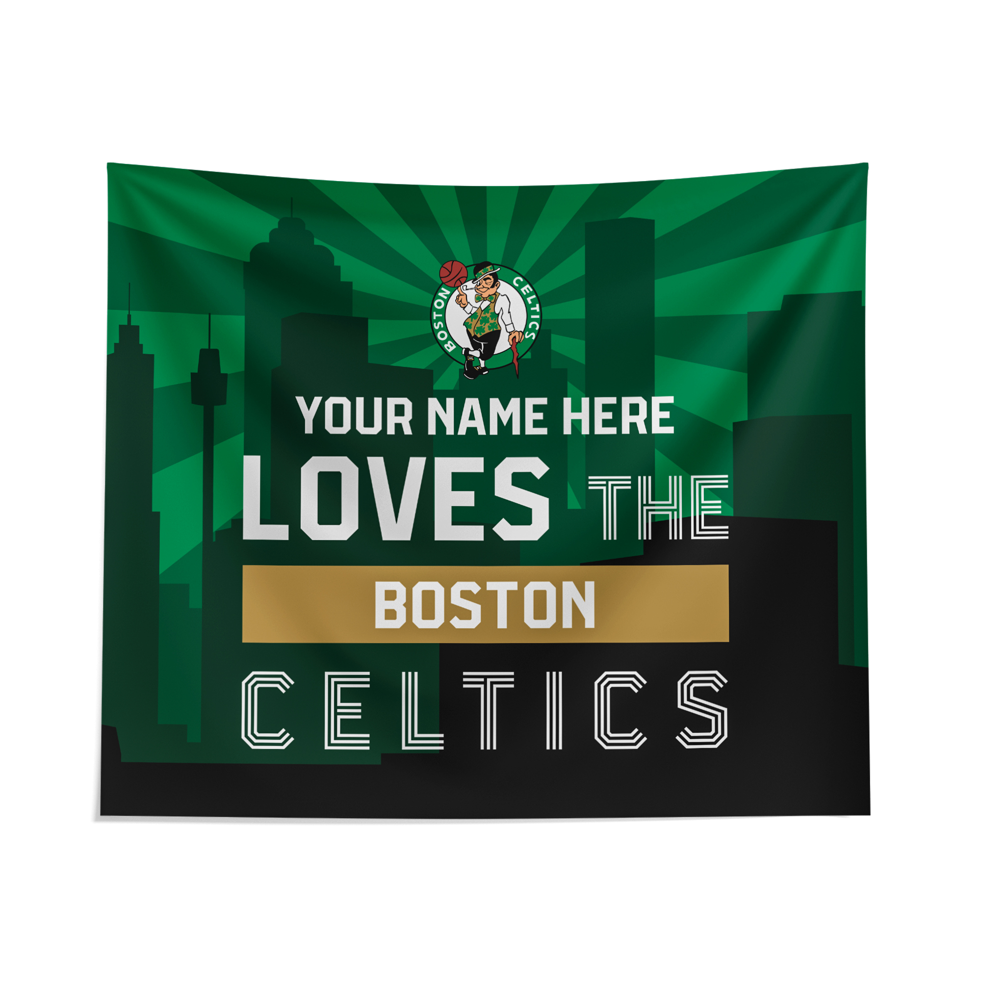 Pegasus Boston Celtics 51" x 60" City Skyline Personalized Wall Tapestry