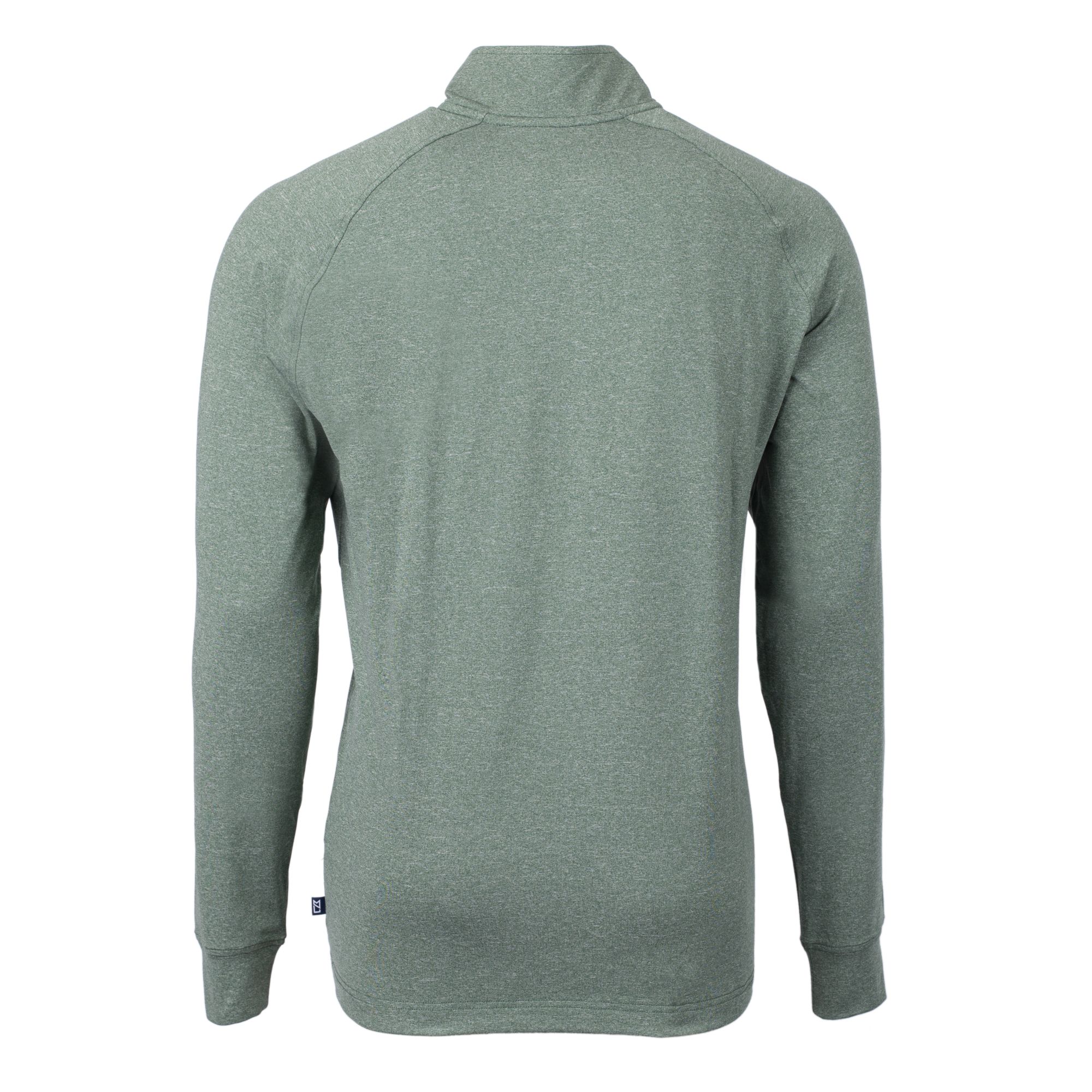 Men's Cutter & Buck Heather Green North Dakota Adapt Eco Knit Heathered Recycled Quarter-Zip Pullover Top - Image 7