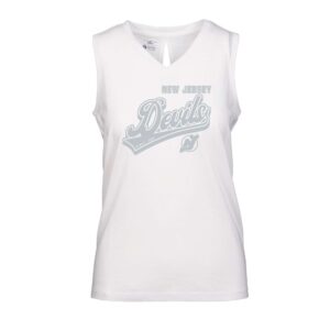 Women's Levelwear White New Jersey Devils Paisley Sweep V-Neck Tank Top