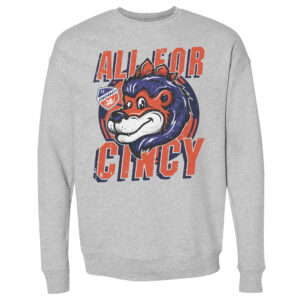 Men's 500 Level Heather Gray FC Cincinnati All For Cincy Mascot Pullover Crewneck Sweatshirt