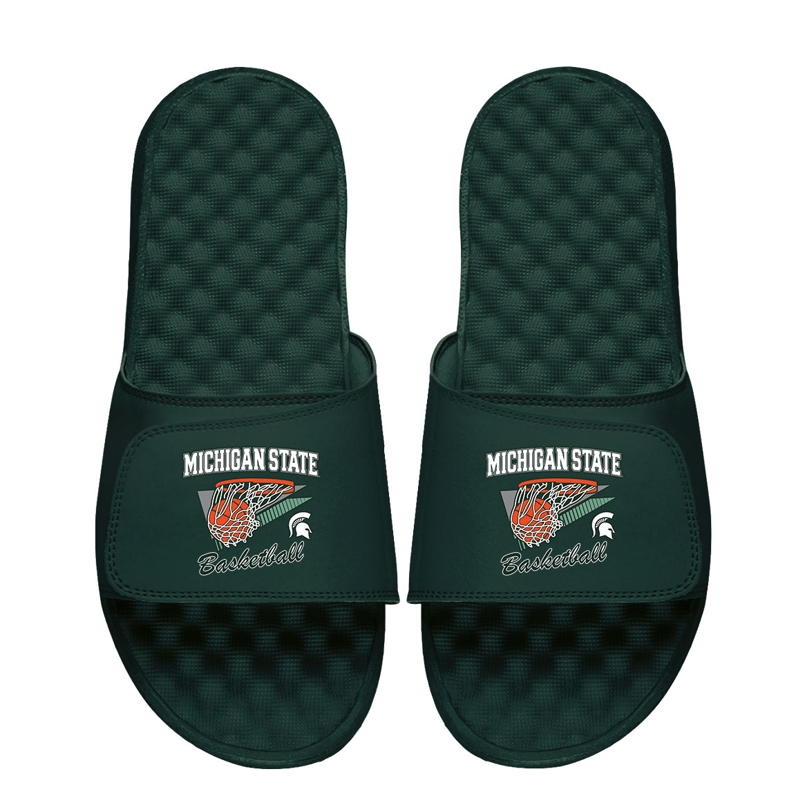 Men's ISlide Green Michigan State Spartans Basketball Collage Slide Sandals