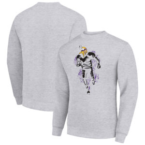 Men's Starter Heather Gray Minnesota Vikings Logoface Team Graphic Tri-Blend Fleece Pullover Sweatshirt