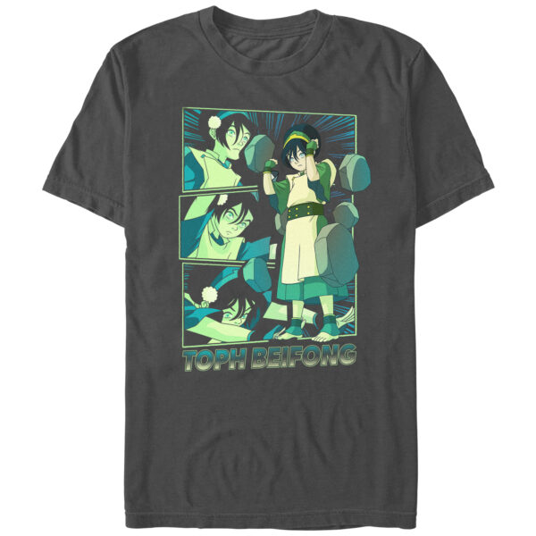 Men's Mad Engine Charcoal Avatar: The Last Airbender Toph Panel Graphic T-Shirt