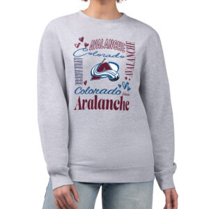 Women's G-III 4Her by Carl Banks Heather Gray Colorado Avalanche Collage Graphic Fleece Long Sleeve Pullover Sweatshirt