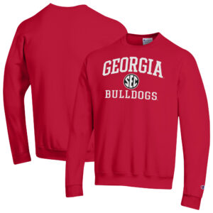 Men's Champion Red Georgia Bulldogs Team Fleece Pullover Sweatshirt