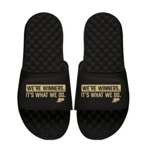 Youth ISlide  Black Purdue Boilermakers Team Saying Slide Sandals